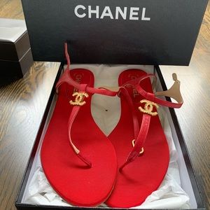 Red Chanel sandals- size 39.5/us size 8.5